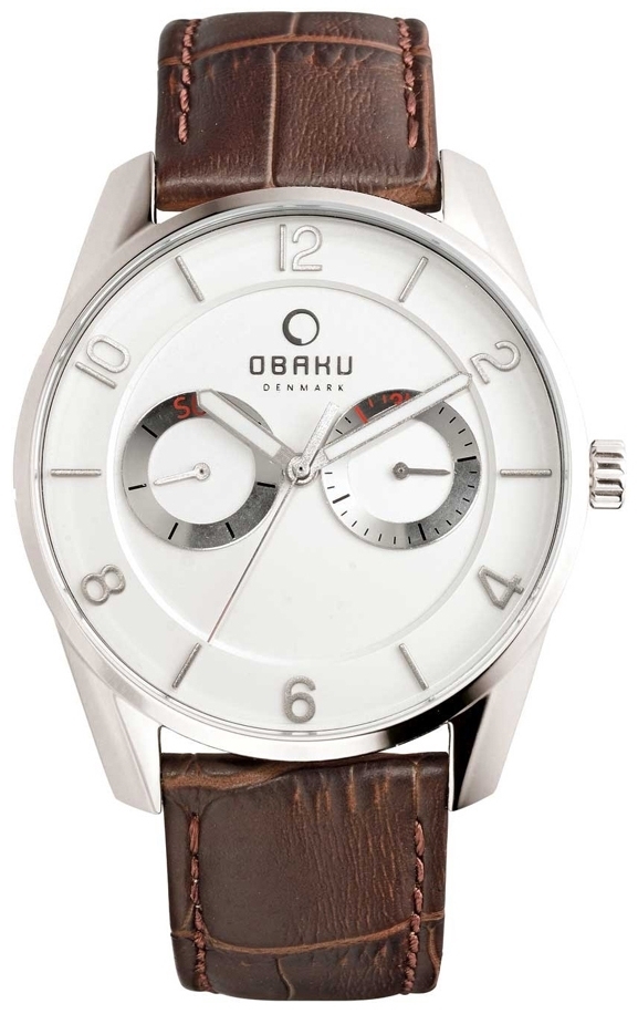 Obaku Herreklokke V171GMCIRN Flint Hvit/Lær Ø40 mm