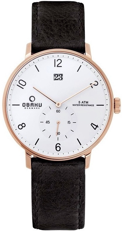 Obaku Herreklokke V190GDVWRB Rislen Hvit/Lær Ø43 mm