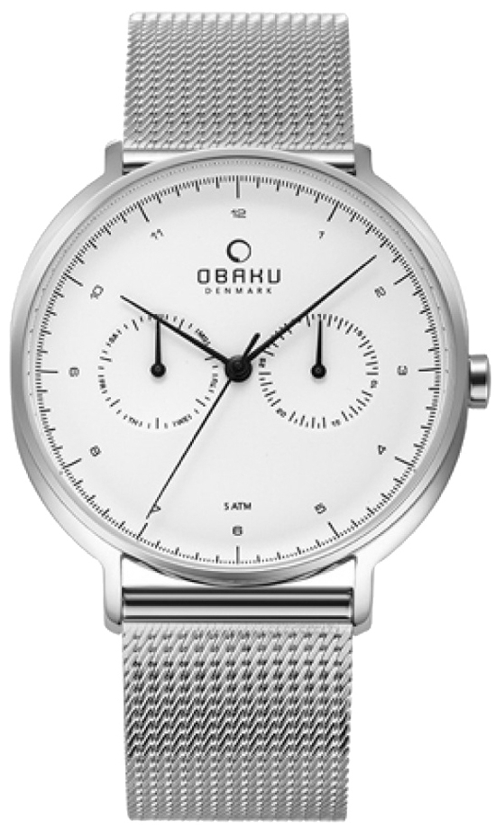 Obaku Herreklokke V193GMCIMC Ahorn Hvit/Stål Ø40 mm