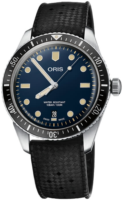Oris Diving Herreklokke 01 733 7707 4055-07 4 20 18 Blå/Gummi Ø40 mm - Oris