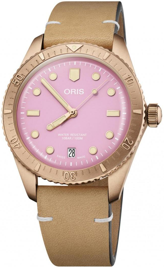 Oris 01 733 7771 3158-07 5 19 04BR Diving Rosa/Lær Ø38 mm