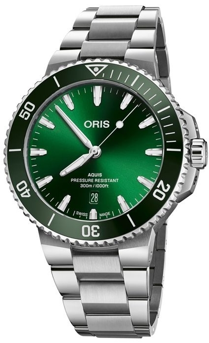 Oris Herreklokke 01 733 7789 4157-07 8 23 04PEB Aquis Grønn/Stål
