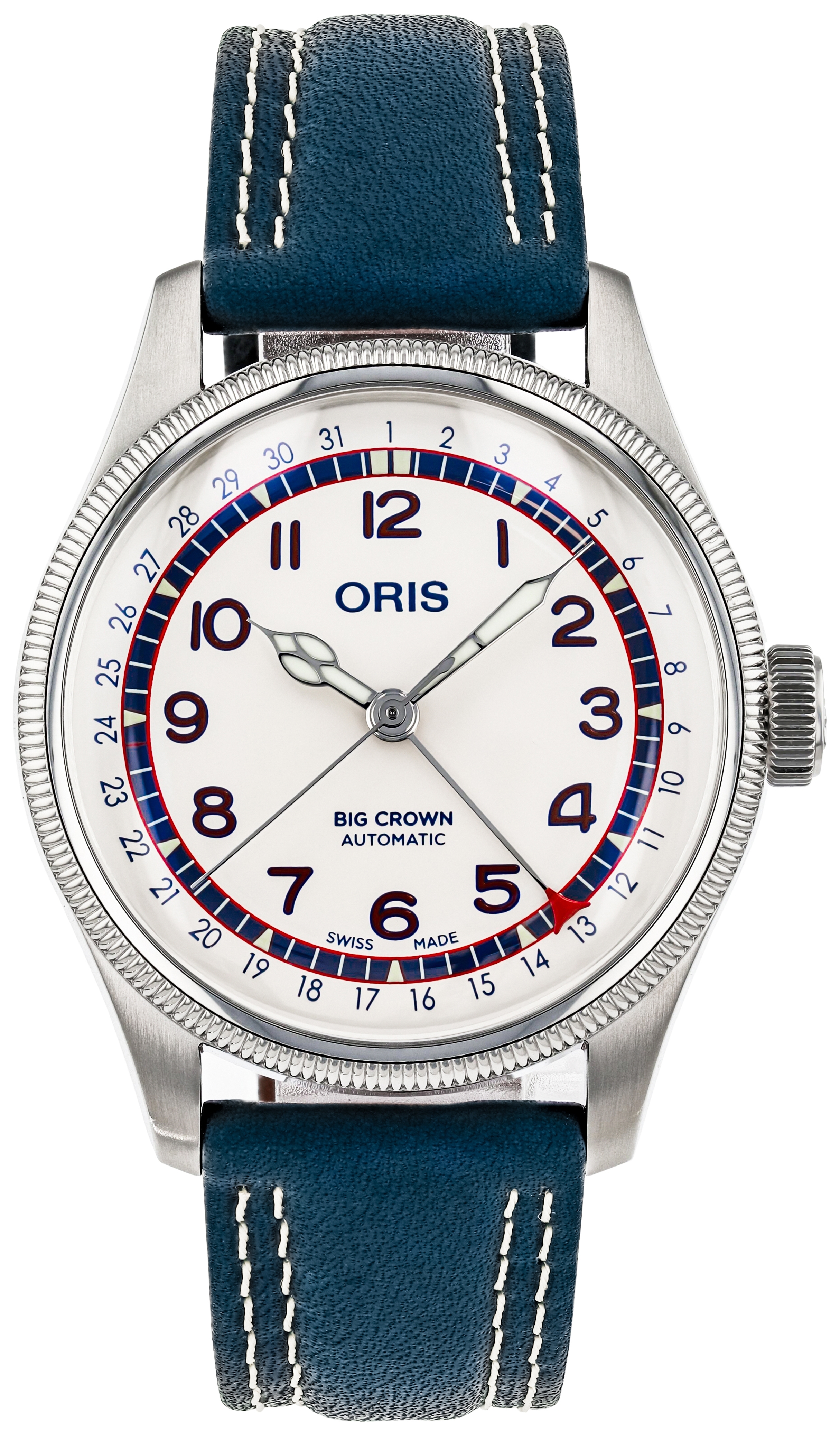 Oris Herreklokke 01 754 7785 4081-SET Big Crown Hank Aaron Hvit/Lær