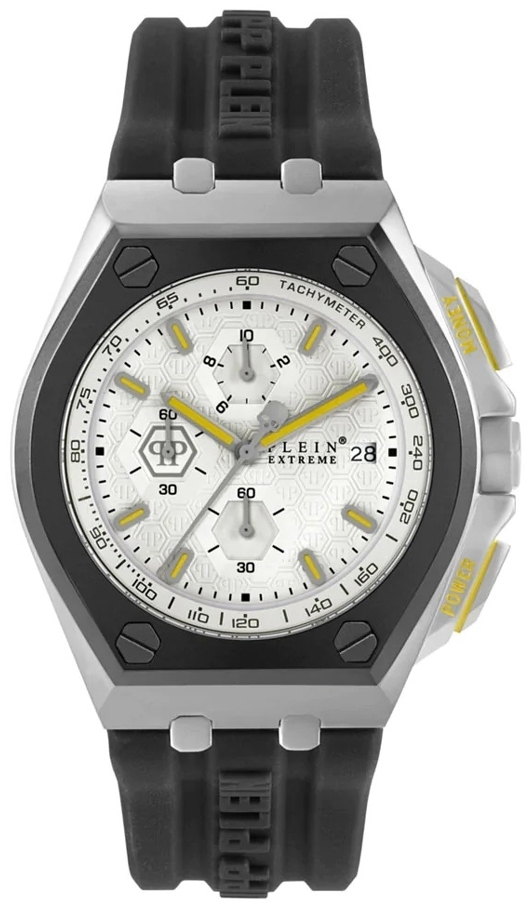 Philipp Plein Herreklokke PWGAA0121 Extreme Sølvfarget/Gummi Ø44 mm