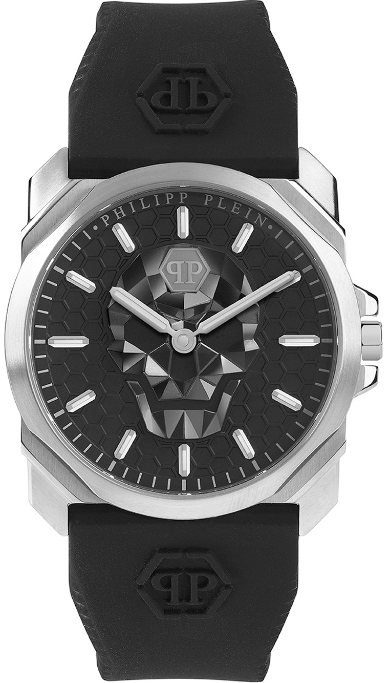 Philipp Plein Herreklokke PWLAA0122 The Skull Sort/Gummi Ø40 mm