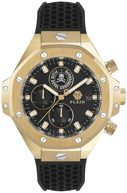 Philipp Plein Herreklokke PWLFA0325 Newness Sort/Gummi Ø45 mm