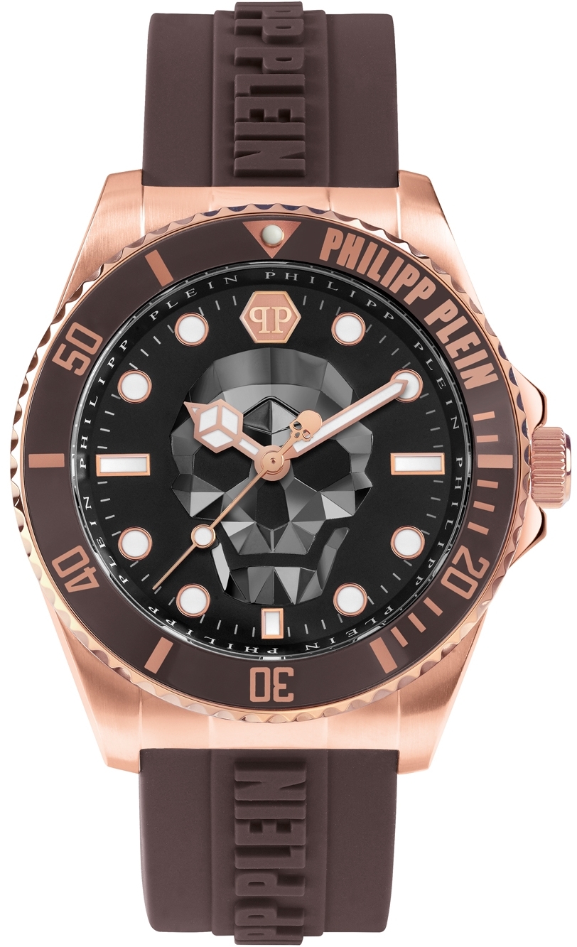 Philipp Plein Herreklokke PWOAA0322 The Skull Sort/Gummi Ø44 mm