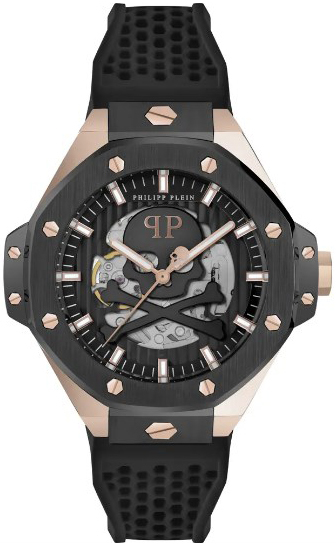 Philipp Plein Herreklokke PWPFA0224 The Skeleton Sort/Gummi Ø44.5 mm