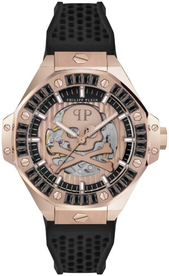 Philipp Plein Herreklokke PWPFA0324 The Skeleton Rosegullfarget/Gummi