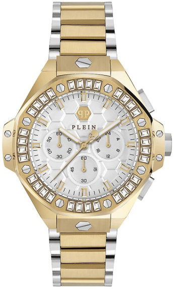 Philipp Plein PWPSA0324 Chrono Royal Hvit/Gulltonet stål Ø42 mm