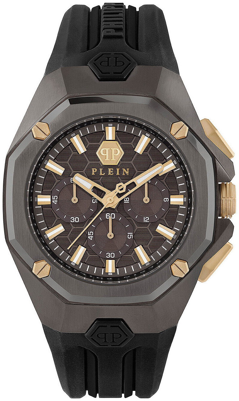 Philipp Plein Herreklokke PWTBA0323 Octagon Brun/Gummi Ø44 mm
