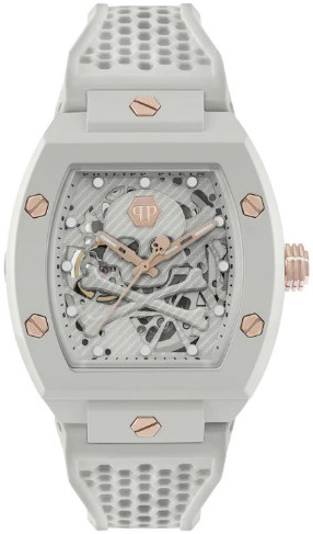 Philipp Plein Herreklokke PWVBA0123 The Skeleton Hvit/Gummi