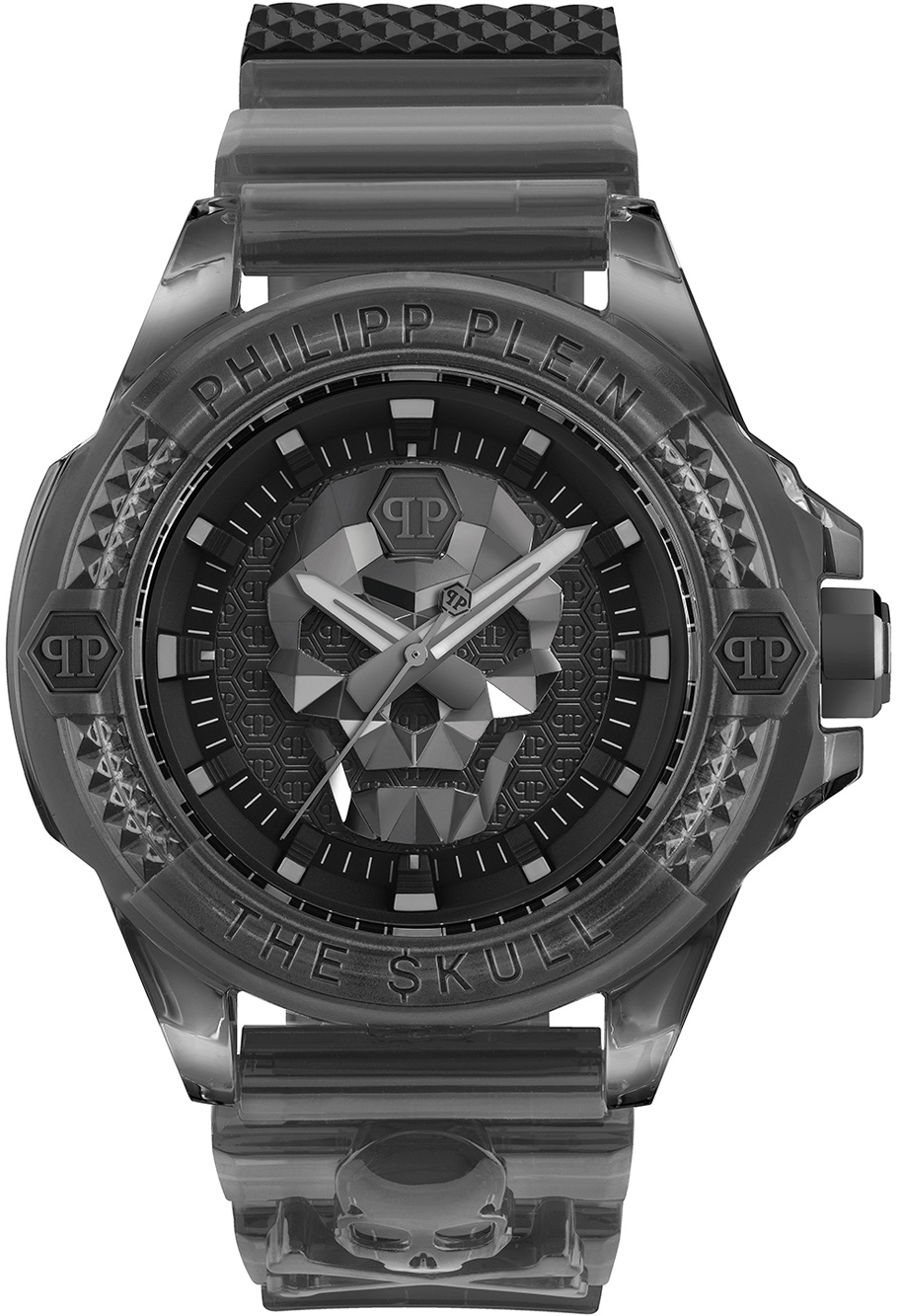 Philipp Plein Herreklokke PWWAA0523 The Skull Sort/Gummi Ø44 mm