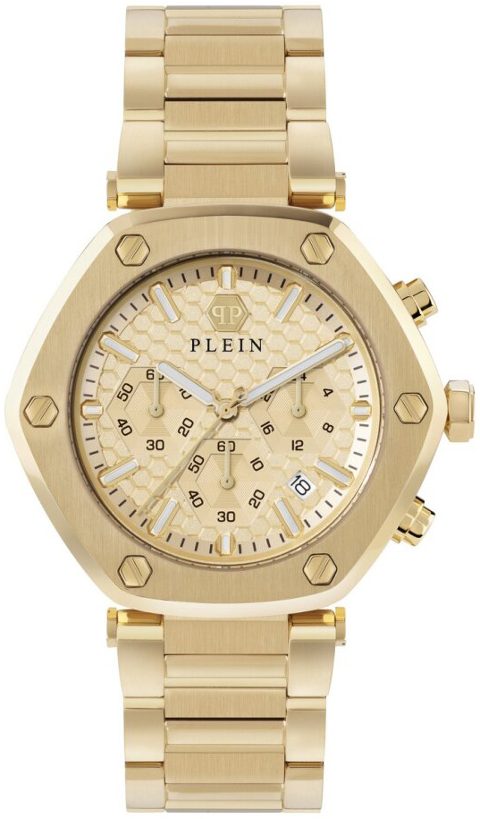 Philipp Plein PWZBA0523 The Hexagon Gull/Gulltonet stål Ø42 mm