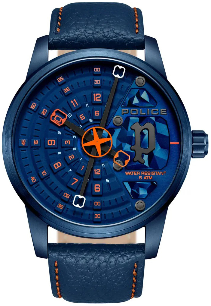 Police Herreklokke PEWJA0022102 Avondale Blå/Lær Ø46 mm