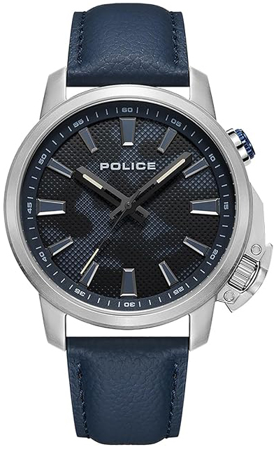 Police Herreklokke PEWJD2202703 Kavalan Blå/Lær Ø44 mm
