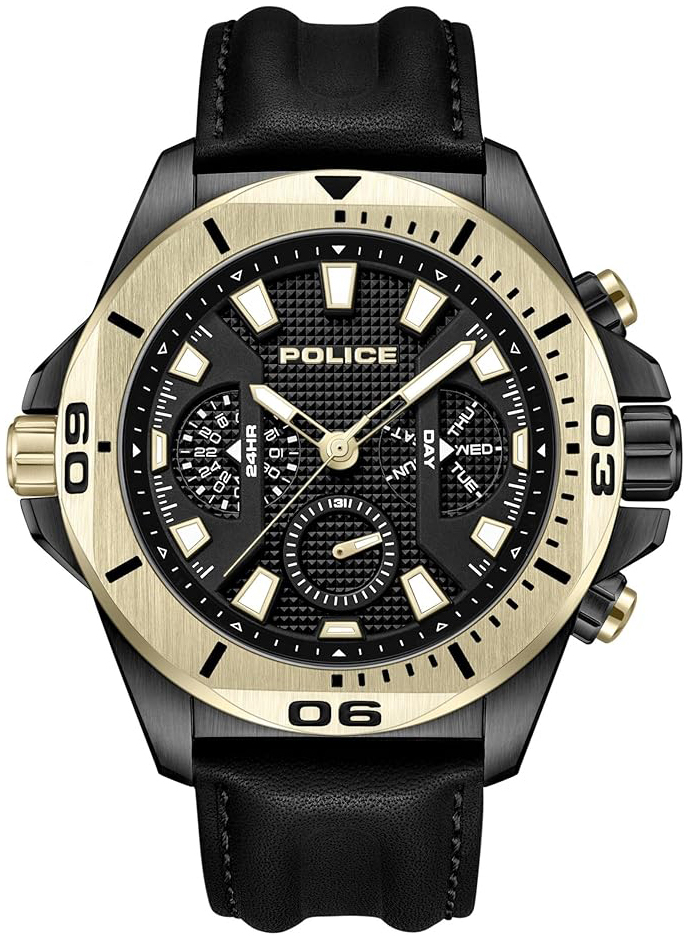 Police Herreklokke PEWJF0022501 Electrical Sort/Lær Ø46 mm