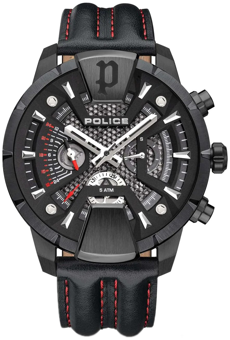 Police Herreklokke PEWJF2203710 Huntley Sort/Lær Ø48 mm