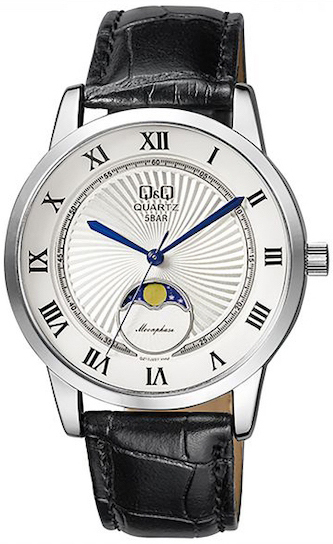 Q&Q Herreklokke QZ10J307Y Classic Hvit/Lær Ø40 mm