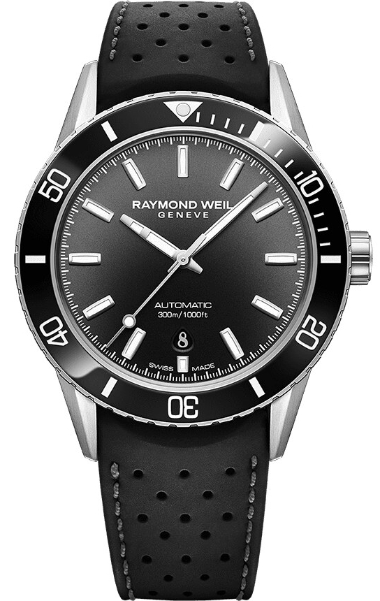 Raymond Weil Herreklokke 2775-SR1-20051 Freelancer Sort/Gummi Ø42.5
