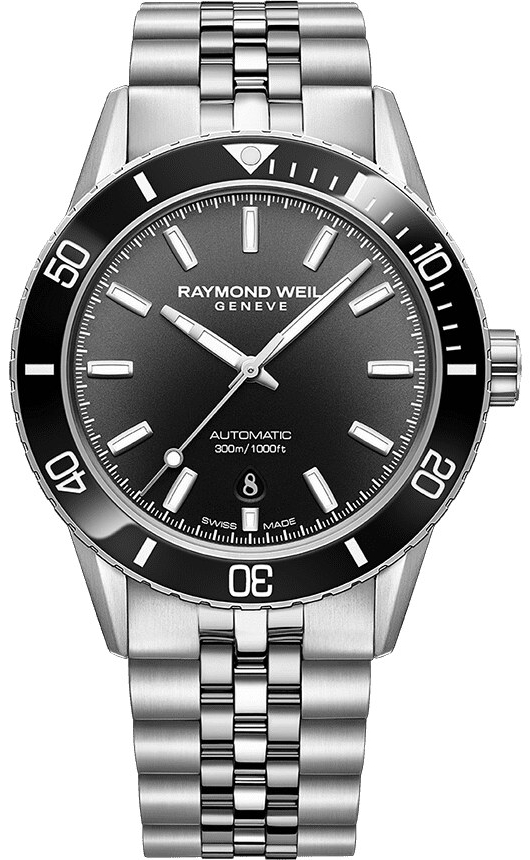 Raymond Weil Herreklokke 2775-ST1-20051 Freelancer Sort/Stål Ø42.5
