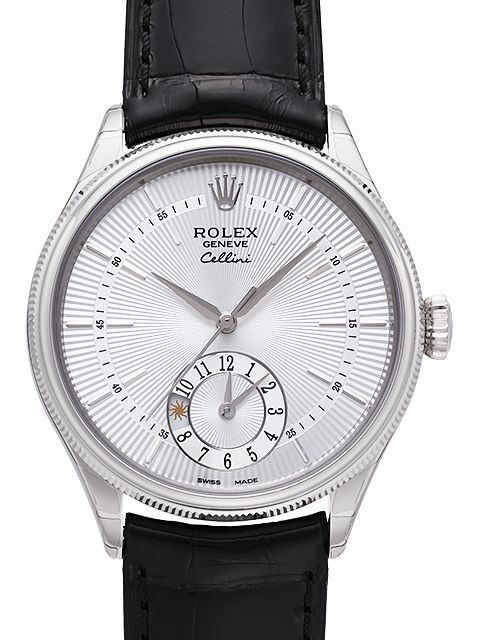 Rolex Cellini Dual Time Herreklokke 50529-0006 Sølvfarget/Lær Ø39
