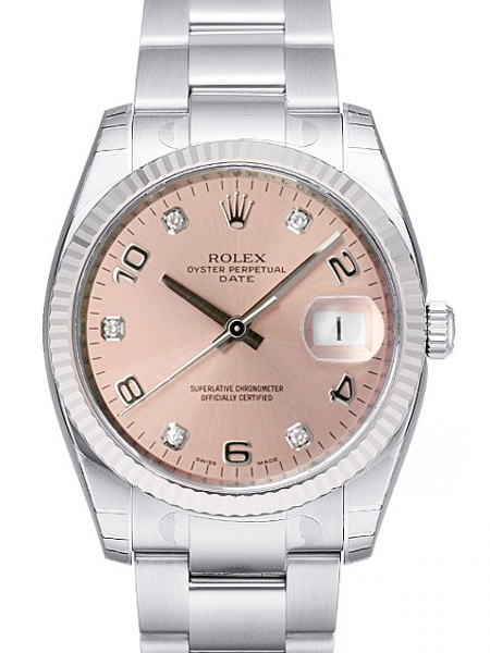 Rolex Oyster Perpetual Date Herreklokke 115234-0009 Rosa/Stål Ø34 mm