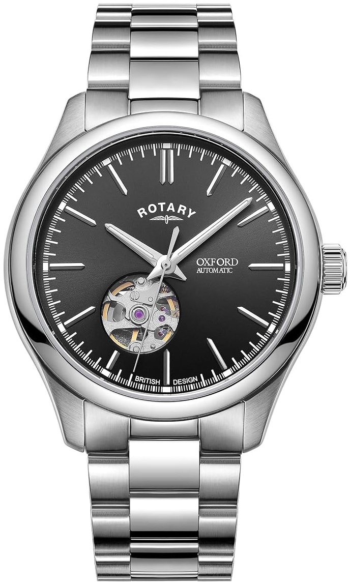 Rotary Herreklokke GB05095/04 Oxford Sort/Stål Ø40 mm