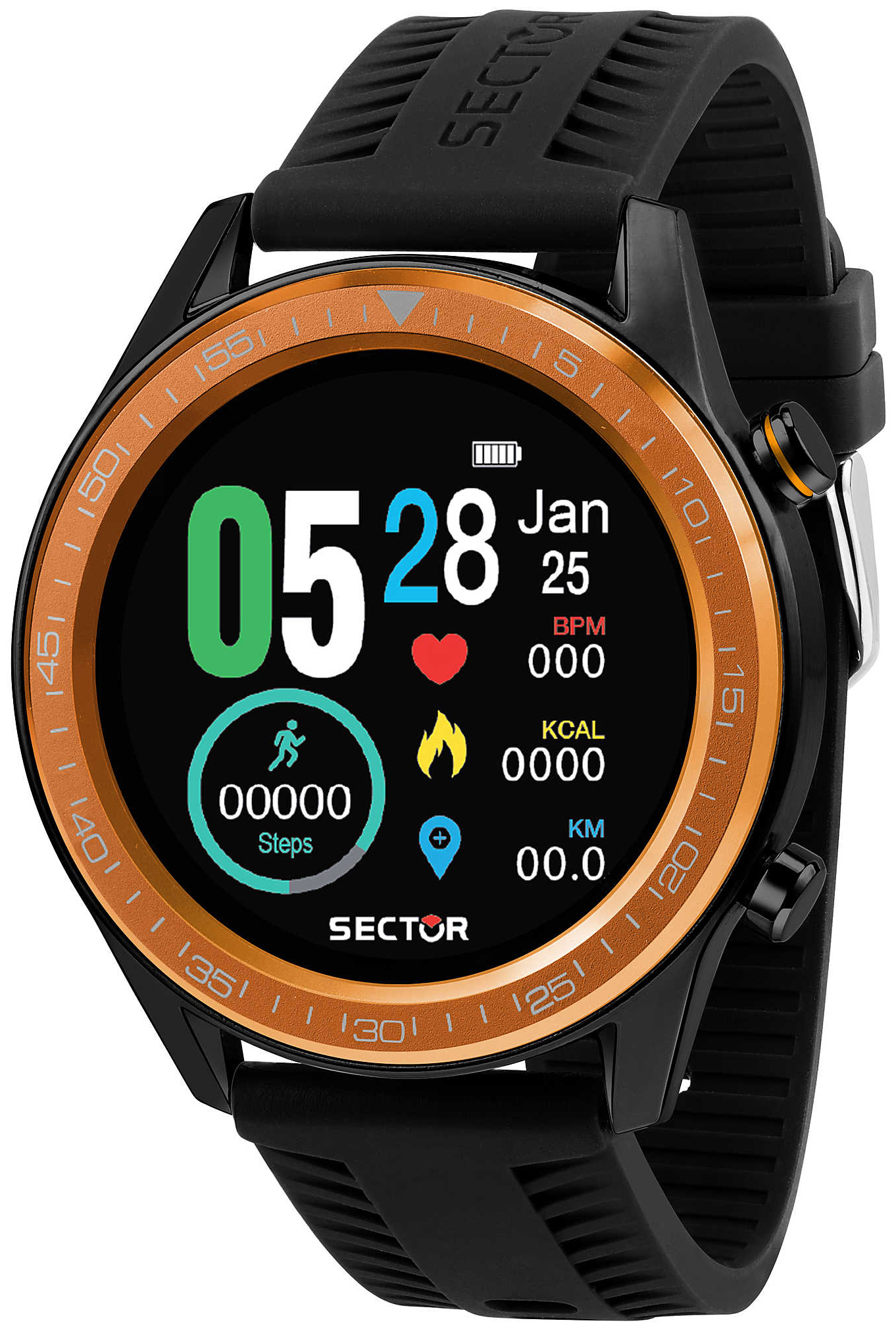 Sector Herreklokke R3251545003 S-02 LCD/Gummi Ø46 mm