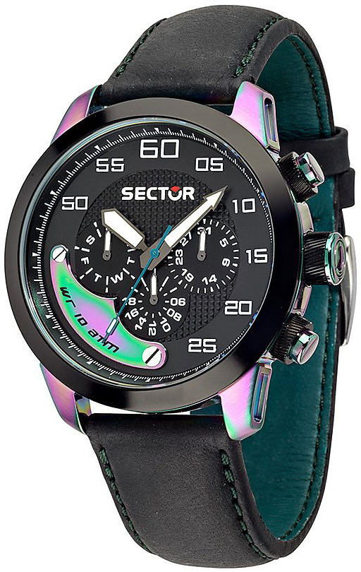 Sector Herreklokke R3251575009 Sort/Lær Ø45 mm