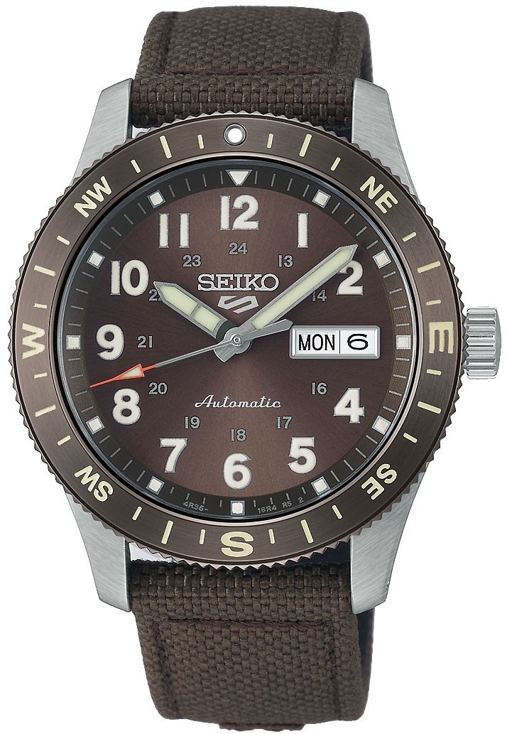 Seiko 5 Herreklokke HDB009K1 Brun/Tekstil Ø41 mm
