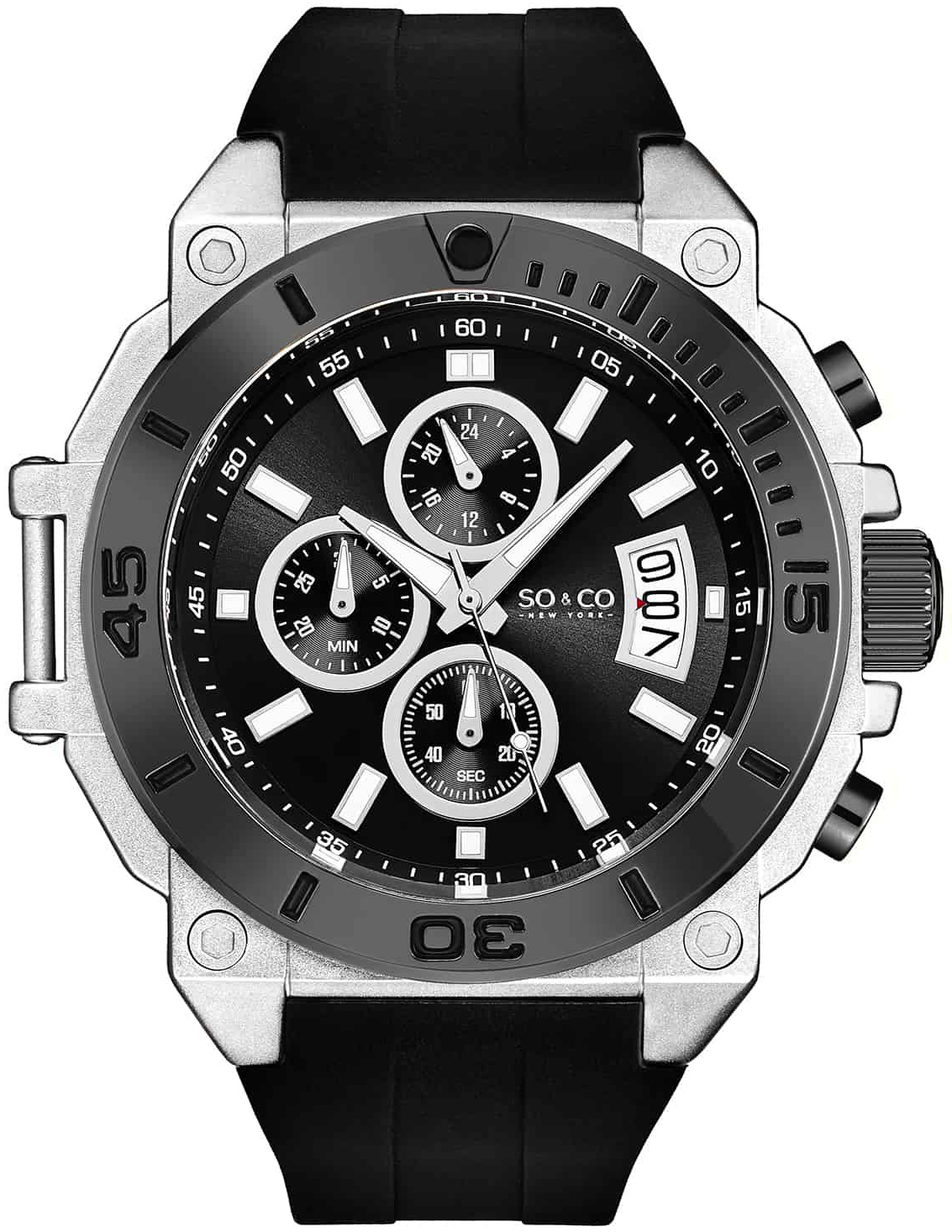 So & Co New York Herreklokke 5231.6 Hudson Sort/Gummi Ø50 mm
