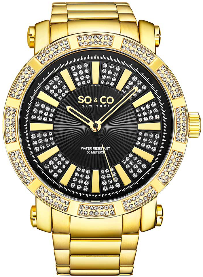 So & Co New York Herreklokke 5563.2 Madison Sort/Gulltonet stål