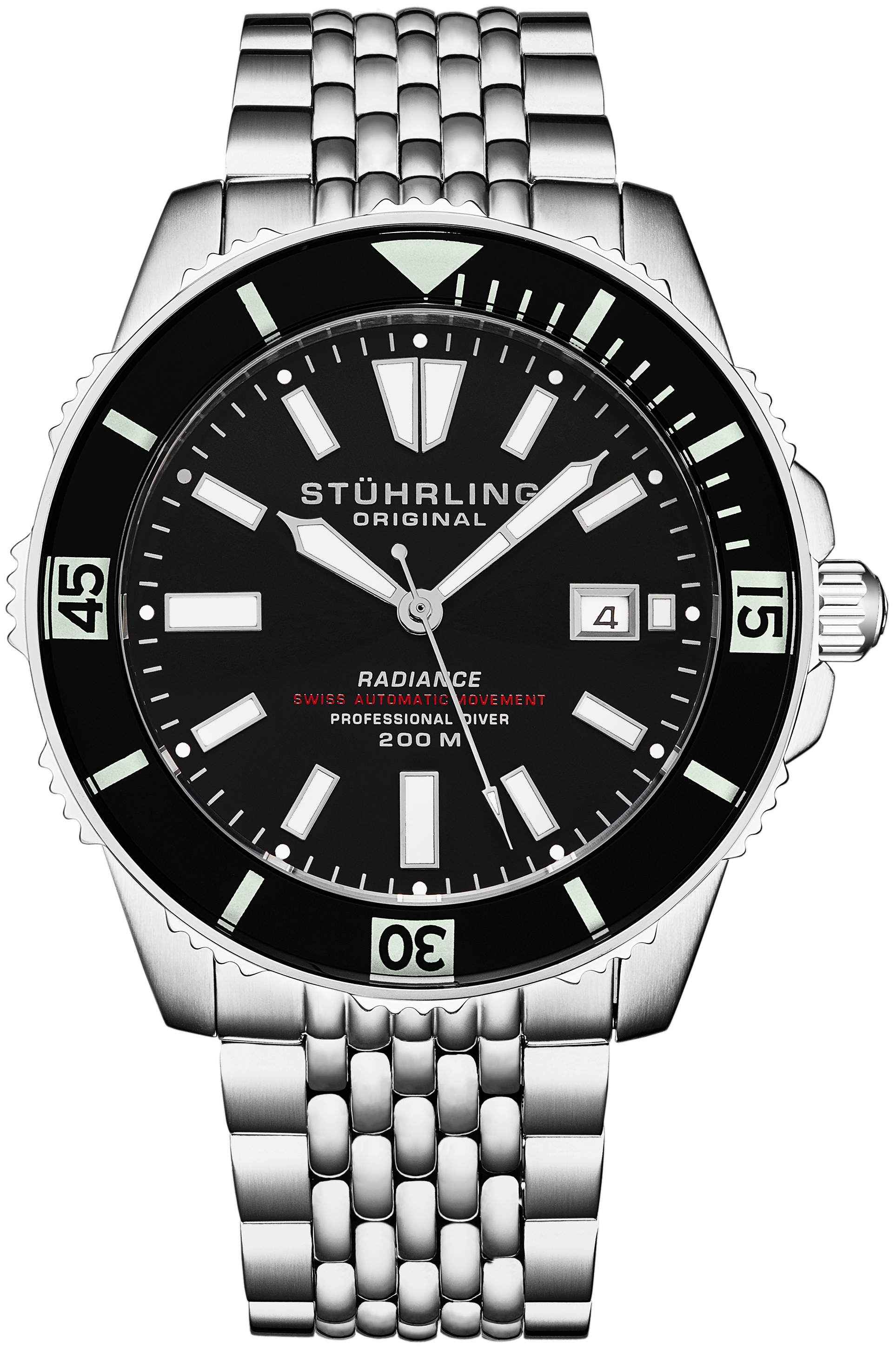 Stührling Original Herreklokke 1006.01 Radiance Sort/Stål Ø43 mm