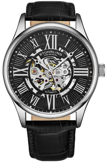 Stührling Original Herreklokke 3942.2 Atrium Sort/Lær Ø42 mm