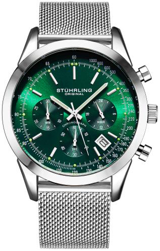 Stührling Original Herreklokke 3975.9 Preston Grønn/Stål Ø44 mm