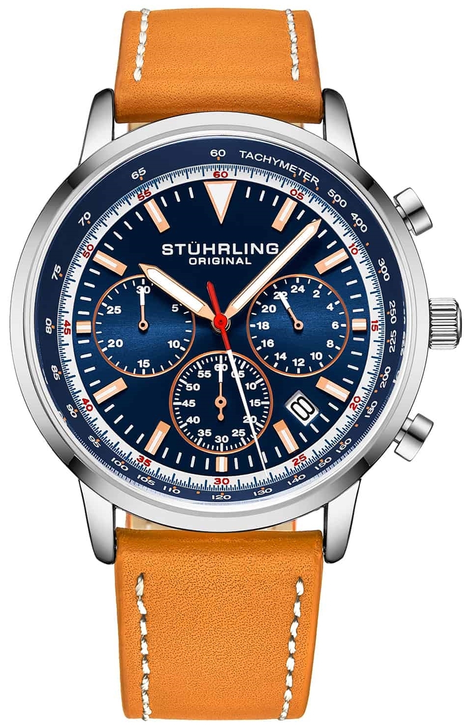 Stührling Original Herreklokke 3986L.4 Monaco Blå/Lær Ø44 mm