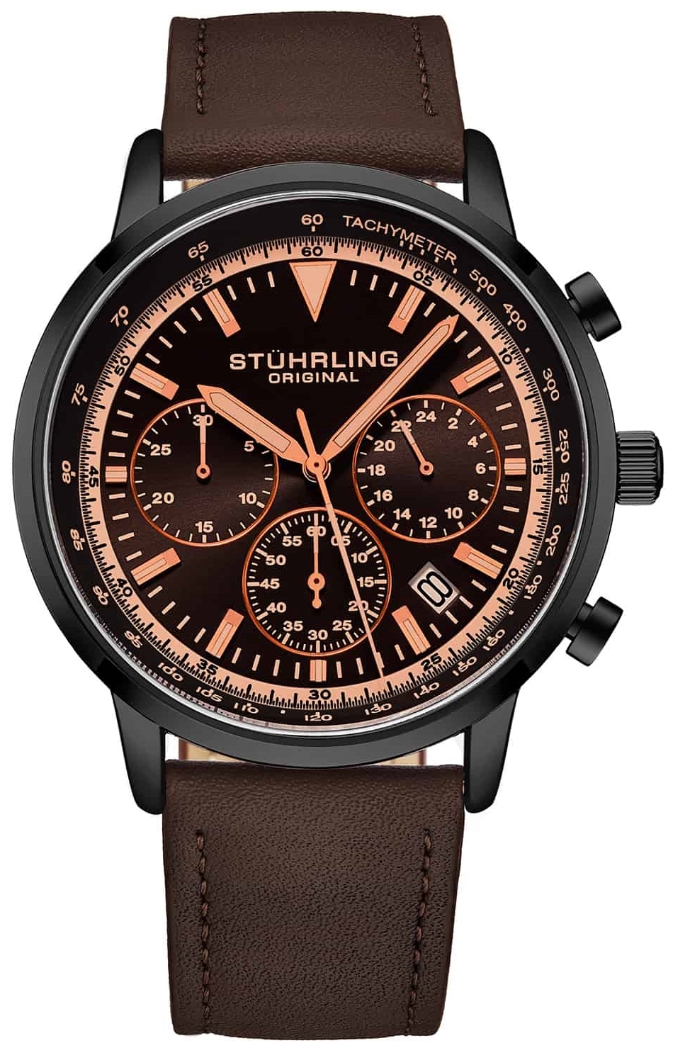 Stührling Original Herreklokke 3986L.5 Monaco Brun/Lær Ø44 mm
