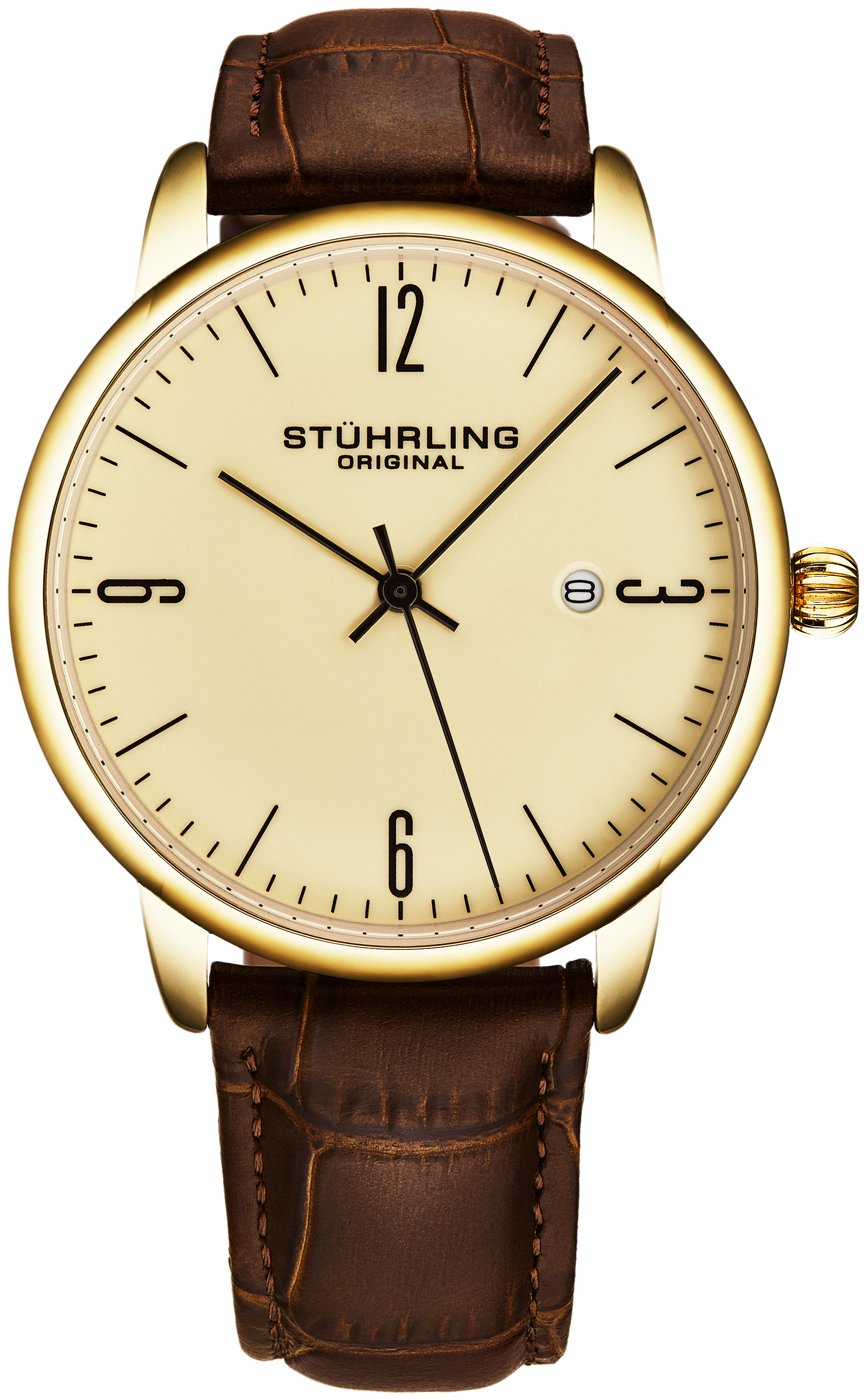 Stührling Original Herreklokke 3997A.8 Classic Gull/Lær Ø40 mm
