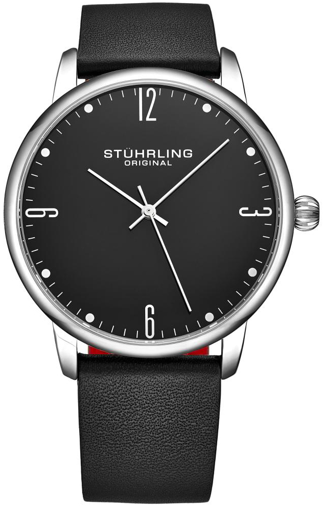 Stührling Original Herreklokke 3997B.2 Symphony Sort/Lær Ø40 mm