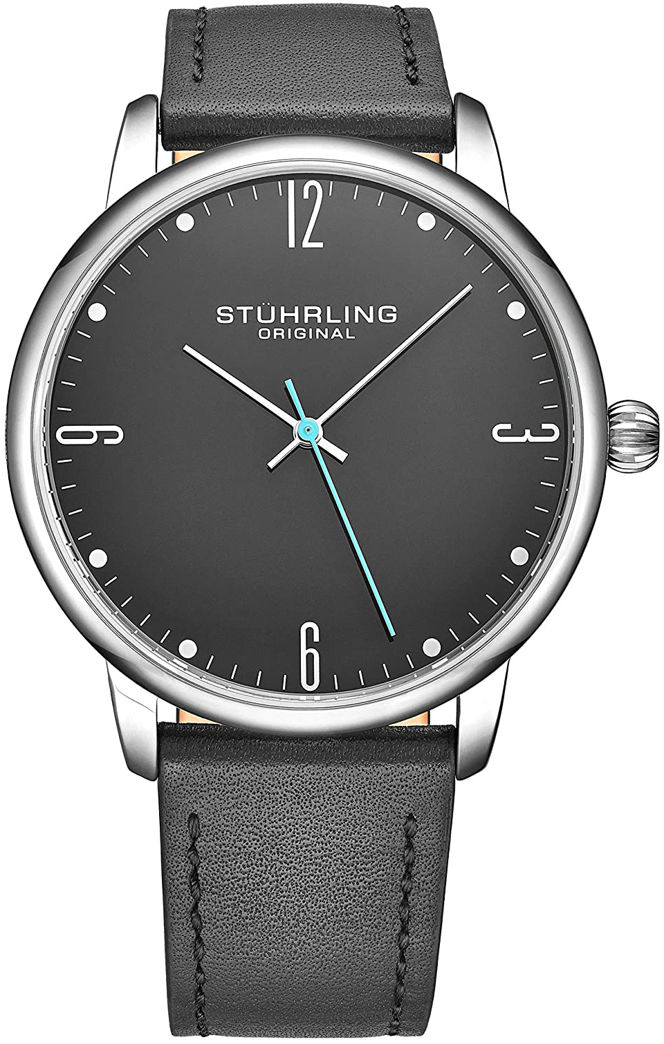 Stührling Original Herreklokke 3997B.3 Symphony Mørkegrå/Lær Ø40