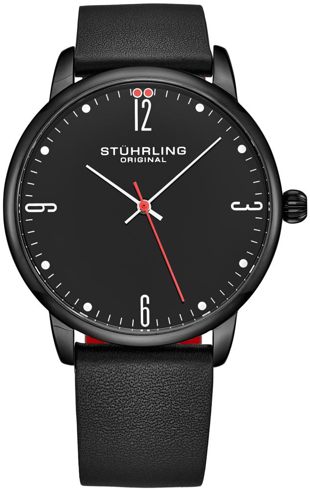 Stührling Original Herreklokke 3997B.5 Symphony Sort/Lær Ø40 mm