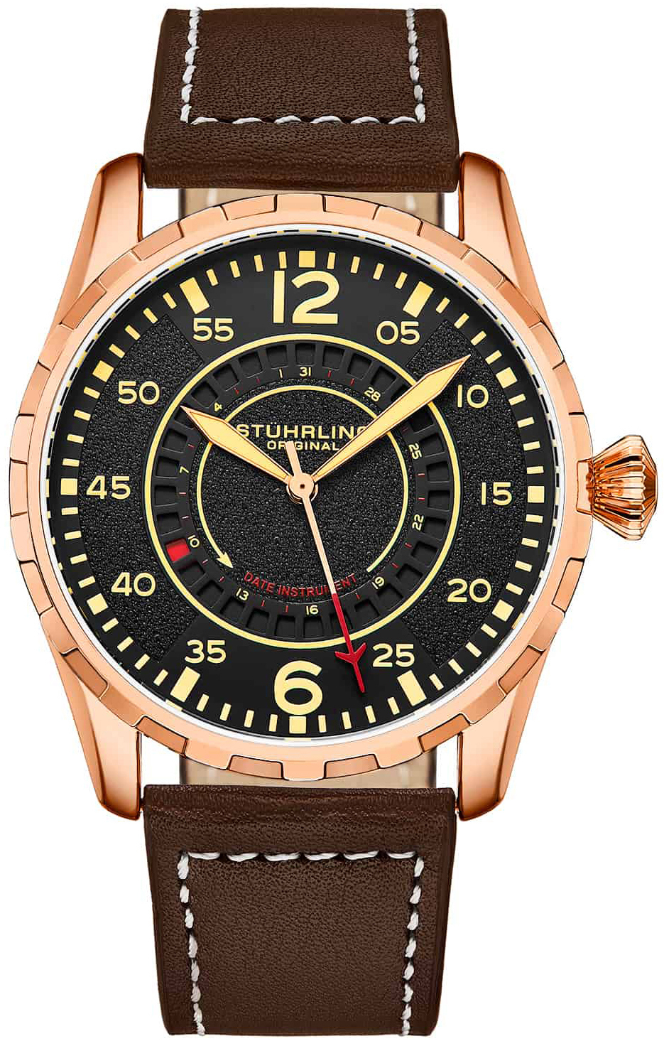 Stührling Original Herreklokke 4002.5 Aviator Sort/Lær Ø44 mm