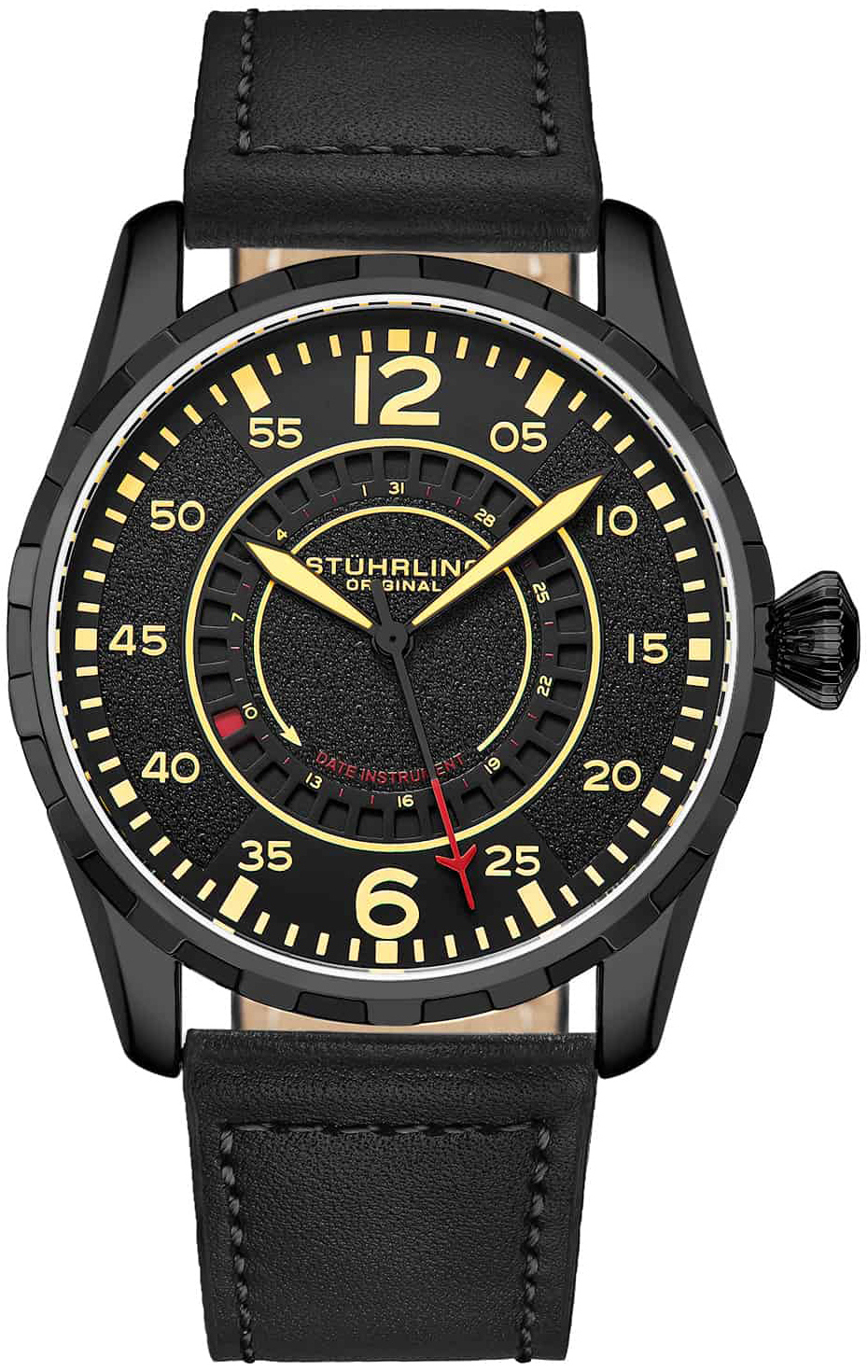 Stührling Original Herreklokke 4002.6 Aviator Sort/Lær Ø44 mm