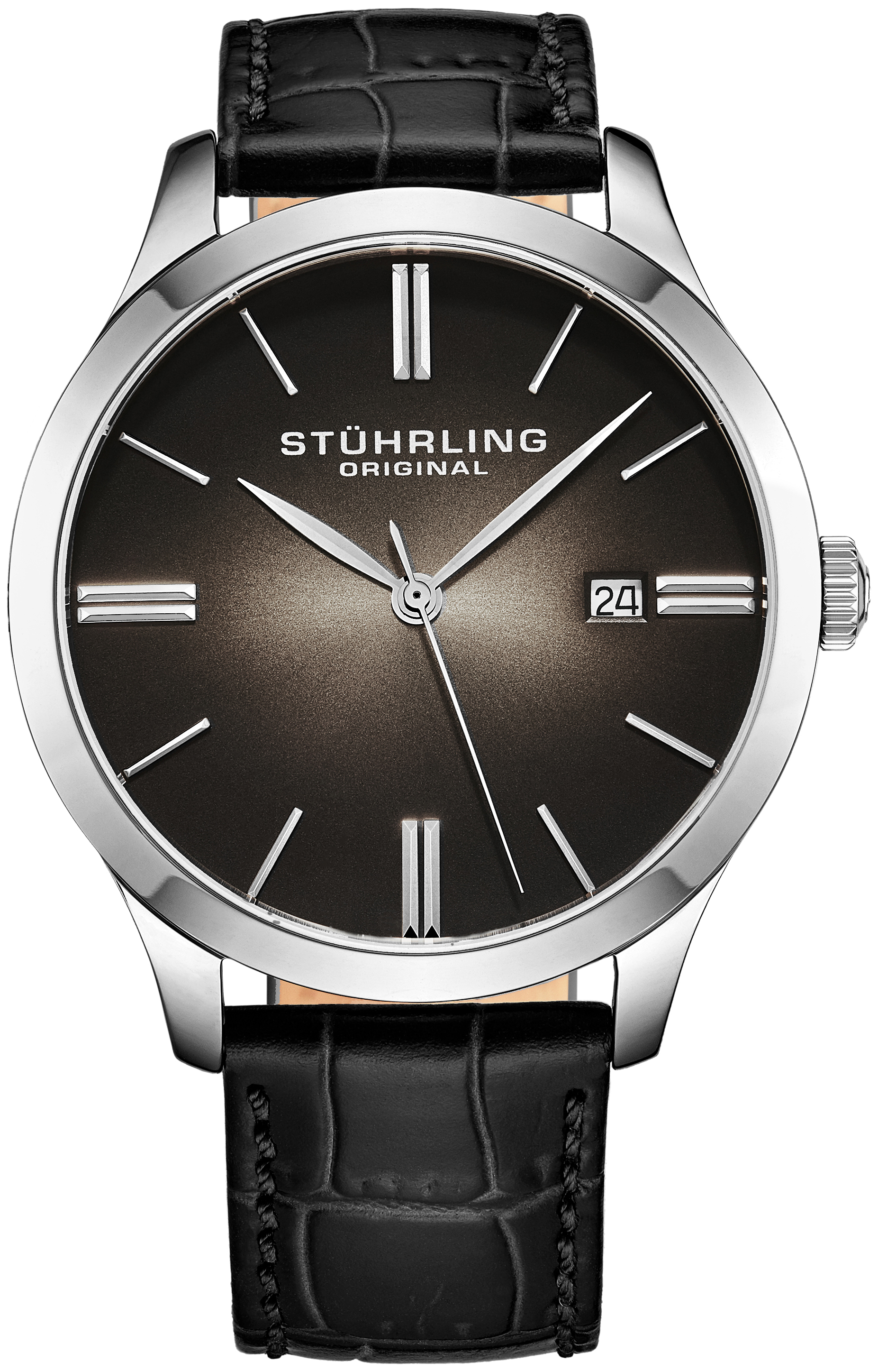 Stührling Original Herreklokke 4014.1 Classic Sort/Lær Ø42 mm