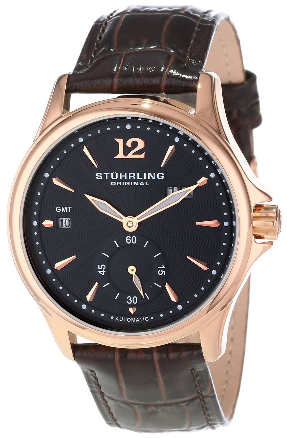 Stührling Original Herreklokke 483.3345K51 Sort/Lær Ø42 mm - Stührling Original