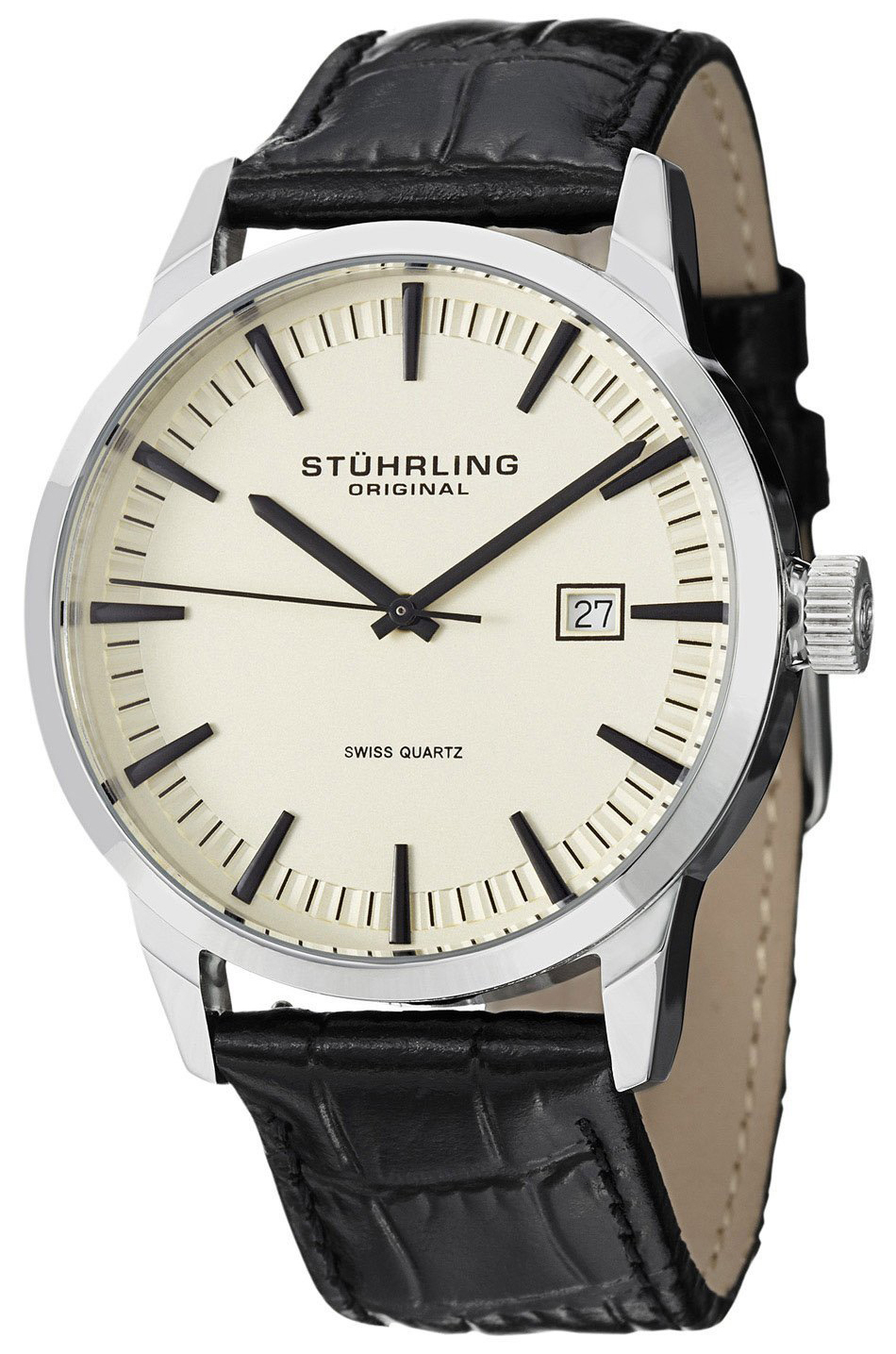 Stührling Original Classic Ascot Herreklokke 555A.03 Beige/Lær Ø42 - Stührling Original