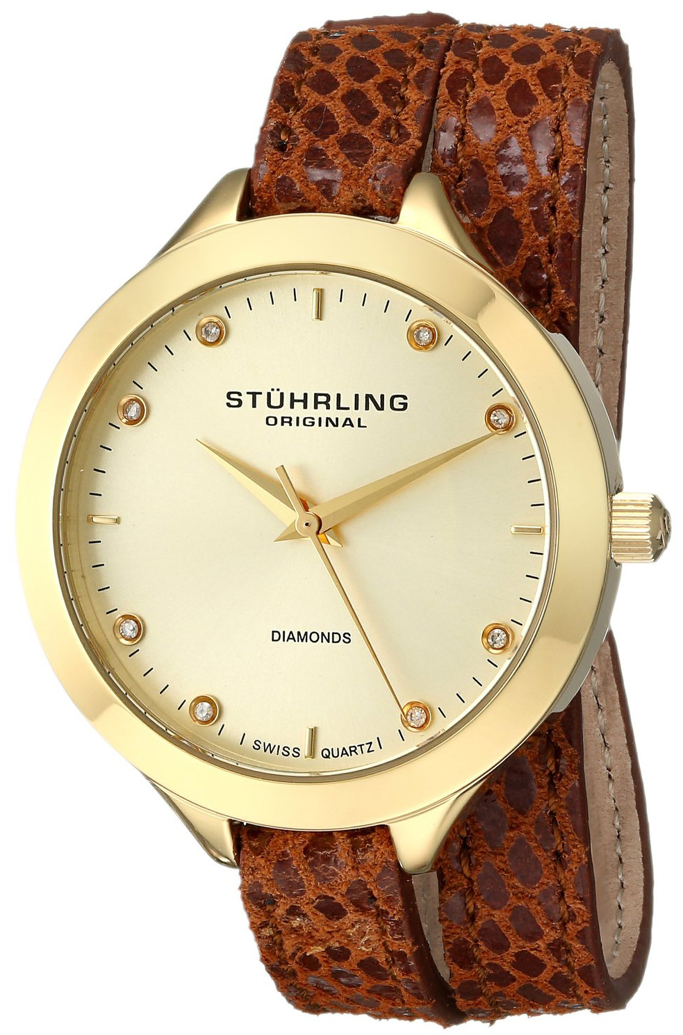 Stührling Original Vogue Dameklokke 624.03 Gulltonet/Lær Ø38 mm - Stührling Original