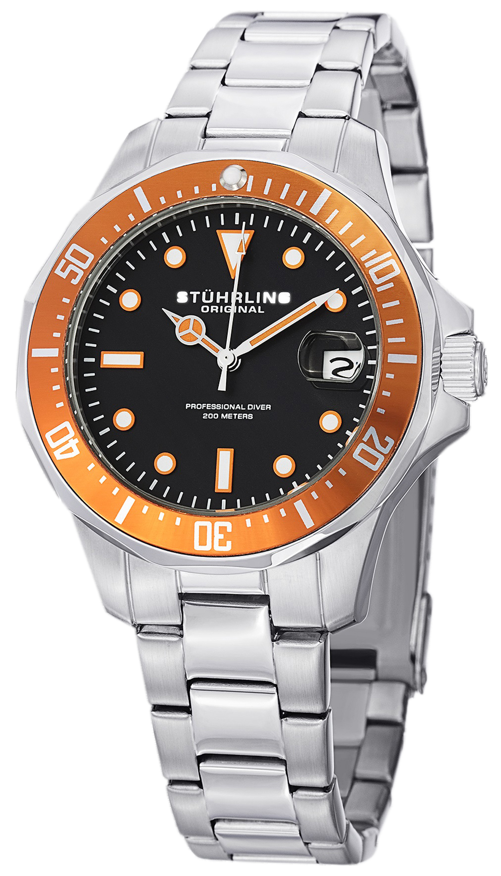 Stührling Original Aquadiver Herreklokke 664.04 Sort/Stål Ø39 mm - Stührling Original