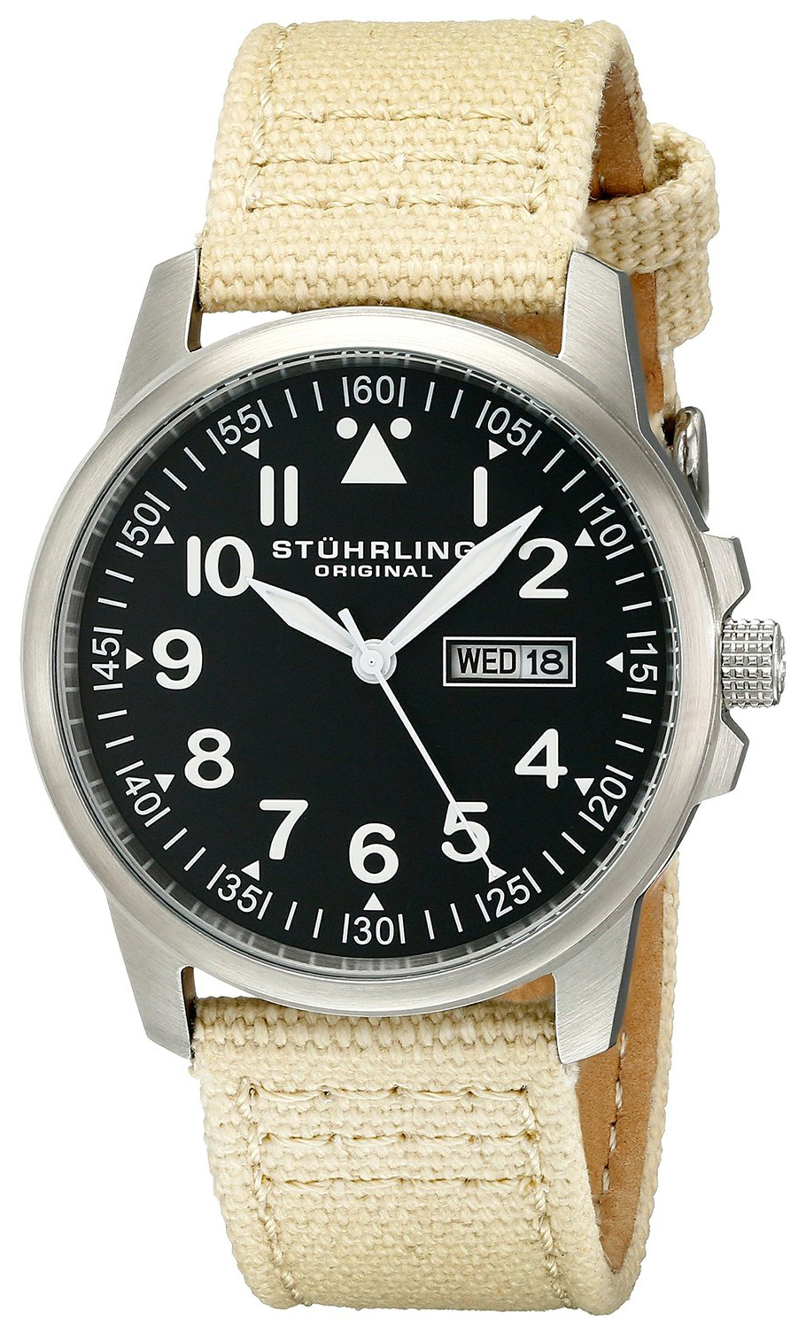 Stührling Original Aviator Herreklokke 850.02 Hvit/Lær Ø42 mm - Stührling Original